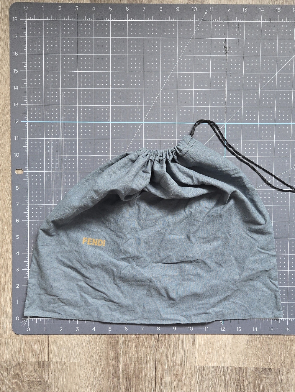 Fendi Dust Bag Gray Drawstring Storage Bag Purse Protector 13.5x15.5